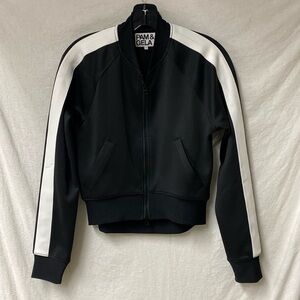 Pam & Gela Track Jacket Black with white stripe